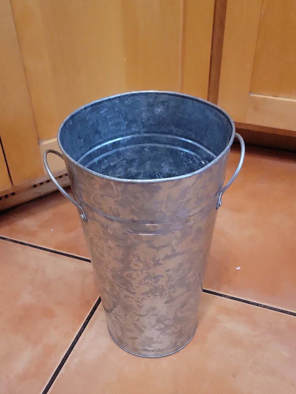 12in Tall Galvanized Steel Vase Bucket With Handles